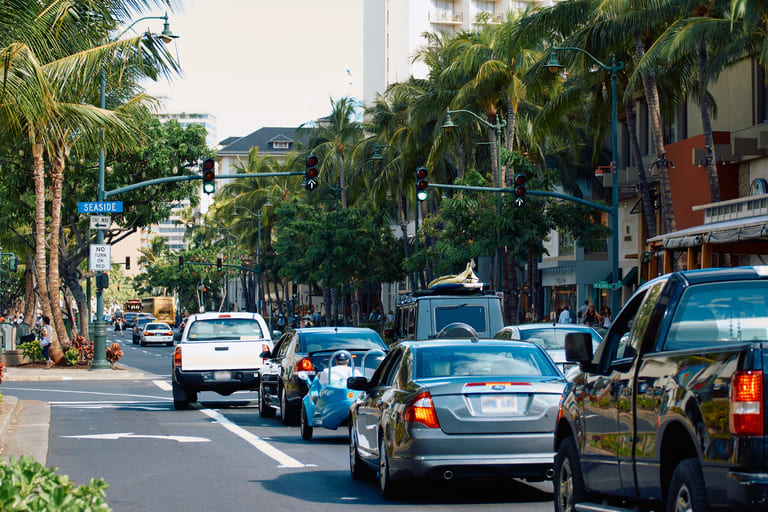 crowded road in hawaii